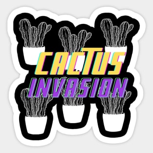 Cactus Invasion Blck Sticker